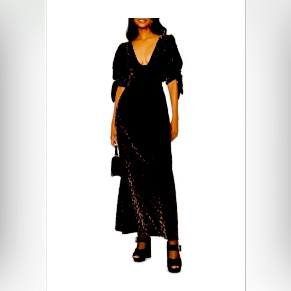 Sea New York Valerie Burnout Velvet Maxi Dress
